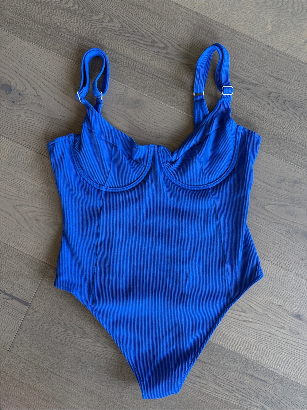 Zulu & Zephyr Mari e Blue Ribbed Balconette One Piece Swimsuit